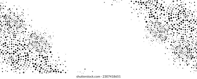 Halftone geometric abstract background frame. Texture of chaotic hexagons, particles, fragments. A group of cells, an information grid. Poster for business, technology, medicine, presentations. Vector