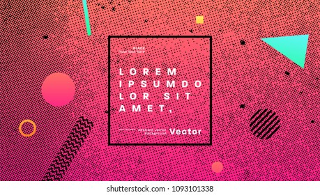 Halftone geometric abstract background with trendy shapes and patterns. Vector eps10 illustration