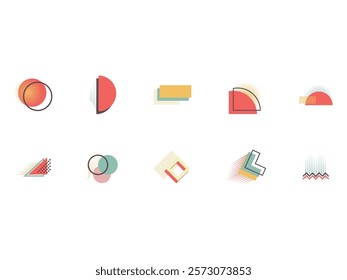 Halftone Geometric Design Element Set