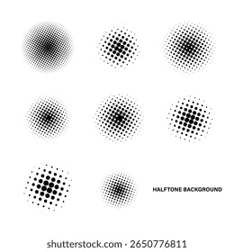 halftone geometric pattern assets.Circle.Black color. Modern .Trendy.Vector.
