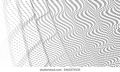 Halftone Geometric Wave Design, Geometric shapes meet wavy distortions