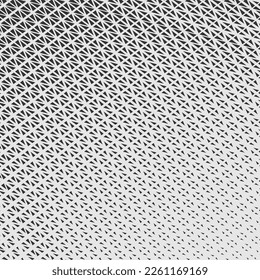 Halftone geometrische, monochrome Dreiecke Hintergrund. Abstraktes Muster mit diagonalen Dreiecken in unterschiedlichen Größen. Vektorgrafik.