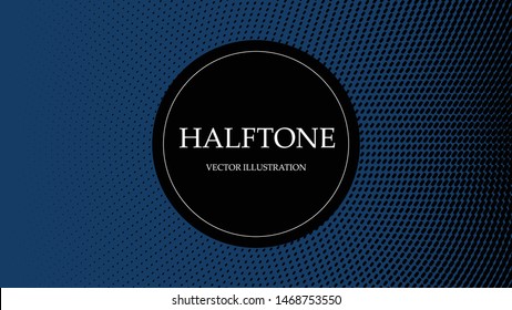 Halftone. Glitter abstract illustration with black drops on blue background. Pop art template.