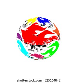 Halftone globe design background colorful