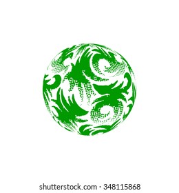 halftone globe design background green
