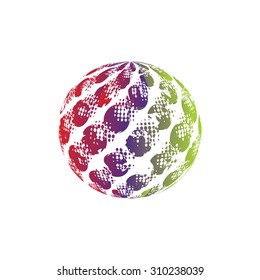 Halftone globe design, stock vector illustration. Colorful

