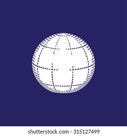 Halftone globe design, stock vector illustration. White and blue

