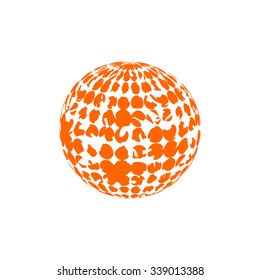 Halftone globe design, stock vector illustration. Orange light box





