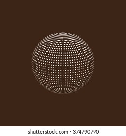 Halftone globe design. Stock vector illustration. White and brown
