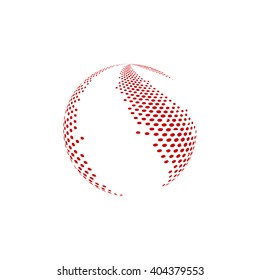 halftone globe design. stock vector illustration. red