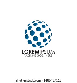 Halftone globe logo design inspiration vector template