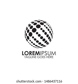 Halftone globe logo design inspiration vector template