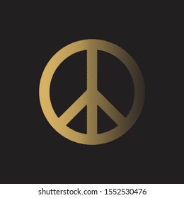 Halftone gold peace symbols with fading gradient. Vector Halftone Shape
