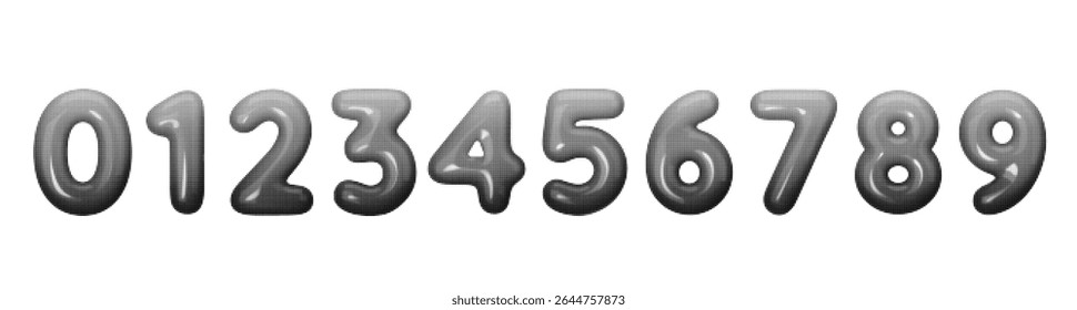 Halftone gradient 3D numbers vector illustration. Perfect for modern design projects, digital themes, and educational materials. Trendy abstract typography for creative branding.