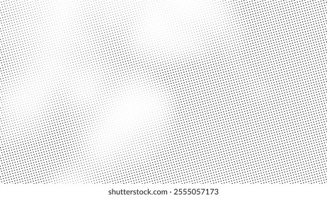 Halftone gradient background with black dots arranged in a striking gradient over a clean white background. Vector halftone pattern noise gradient.