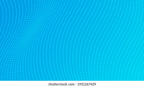 Halftone Gradient Background With Dots. Abstract Blue Dotted Pop Art Pattern In Comic Style. Vector Illustration