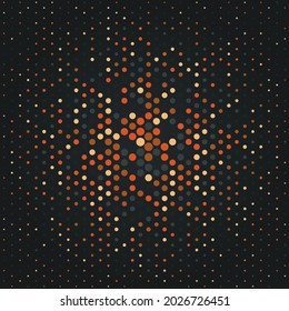 Halftone gradient background with dots. Background with yellow and orange  circles in different sizes.