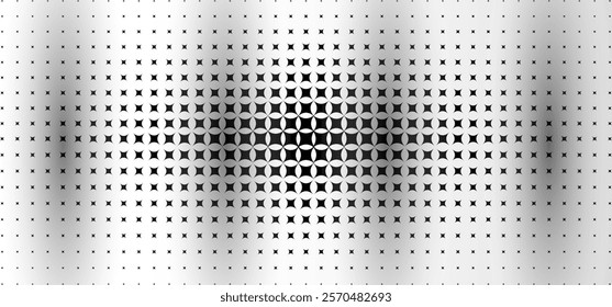 Halftone gradient background with grunge. Grit noise texture with faded edges. Backdrop with pixilated vectors in a retro style Decorative wallpaper with white and black sand noises.