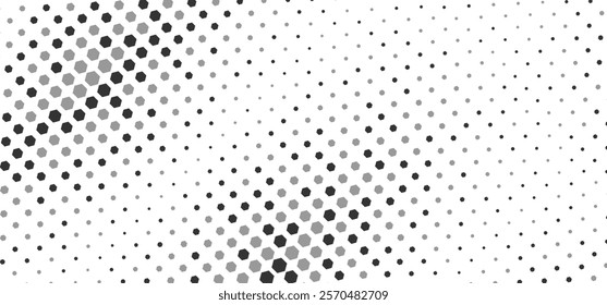 Halftone gradient background with grunge. Grit noise texture with faded edges. Backdrop with pixilated vectors in a retro style Decorative wallpaper with white and black sand noises.