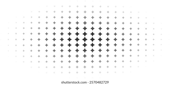 Halftone gradient background with grunge. Grit noise texture with faded edges. Backdrop with pixilated vectors in a retro style Decorative wallpaper with white and black sand noises.