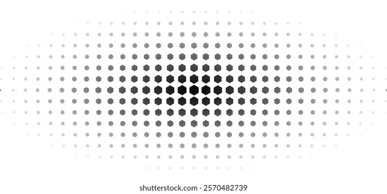 Halftone gradient background with grunge. Grit noise texture with faded edges. Backdrop with pixilated vectors in a retro style Decorative wallpaper with white and black sand noises.