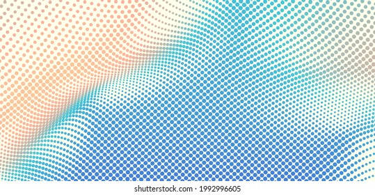 Fondo de degradado de semitono. Vibrante textura de moda, con colores mezclados. Plantilla de diseño de portada. 3d diseño de red con partículas. Se puede usar para publicidad, marketing, presentación. 