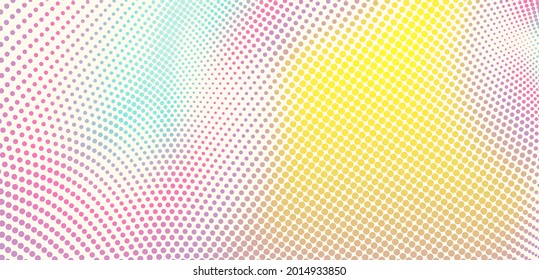 Halftone gradient background. Vibrant trendy texture, with blending colors. Cover design template. 3d network design with particles. Can be used for advertising, marketing, presentation. 