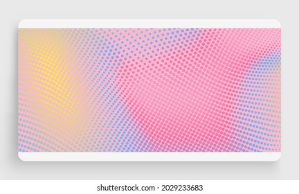 Halftone gradient background. Vibrant trendy texture, with blending colors. Cover design template. 3d network design with particles. Can be used for advertising, marketing, presentation. 