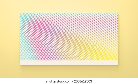 Halftone gradient background. Vibrant trendy texture, with blending colors. Cover design template. 3d network design with particles. Can be used for advertising, marketing, presentation. 