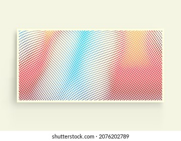 Halftone gradient background. Vibrant trendy texture, with blending colors. Cover design template. 3d network design with particles. Can be used for advertising, marketing, presentation. 