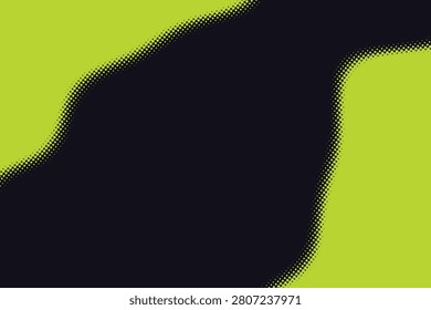 Halftone gradient border between lime and dark green-black tones