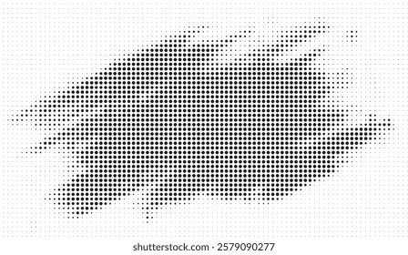 Halftone Gradient Diagonal Shift with Diminishing Black Dots on a White Background, Showing a Visual Transition and a Dynamic Pattern within the Structure