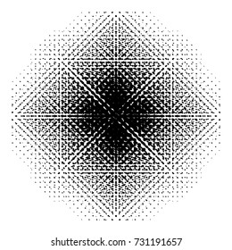 Halftone gradient diamond pattern. Vector design on transparent background.