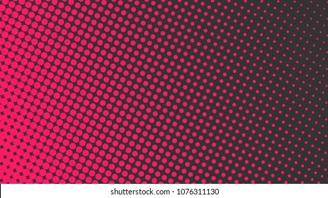 Halftone gradient dots background vector illustration. Pink dark dotted, black halftone texture. Pop Art black pink halftone, comics pattern. Background of Art. EPS10