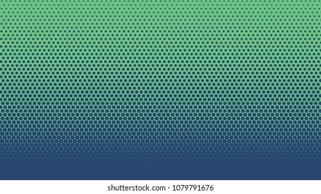 Halftone gradient dots background vector illustration. Blue dark dotted, green halftone texture. Pop Art blue green halftone, comics pattern. Background of Art. EPS10