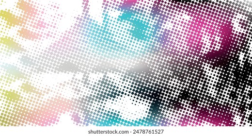 Halftone gradient. Dotted gradient, smooth dots spraying and halftones dot background seamless horizontal geometric pattern vector template set.