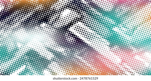 Halftone gradient. Dotted gradient, smooth dots spraying and halftones dot background seamless horizontal geometric pattern vector template set.