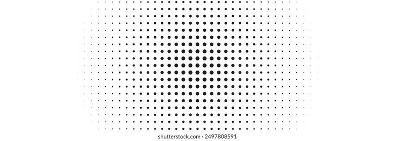 Gradiente de semitono. Gradiente punteado, pulverización de puntos lisos y halftones fondo de puntos sin fisuras patrón geométrico Horizontal conjunto de Plantilla de Vector.	