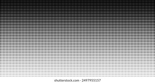 Halftone gradient. Dotted gradient, smooth dots spraying and halftones dot background seamless horizontal geometric pattern vector template set