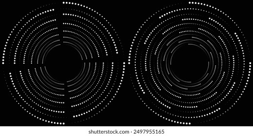 Halftone gradient. Dotted gradient, smooth dots spraying and halftones dot background seamless horizontal geometric pattern vector template set