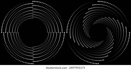 Halftone gradient. Dotted gradient, smooth dots spraying and halftones dot background seamless horizontal geometric pattern vector template set