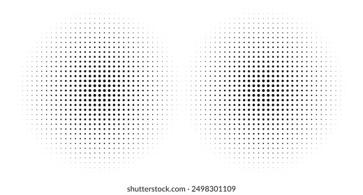 Gradiente de semitono. Gradiente punteado, pulverización de puntos lisos y halftones fondo de puntos sin fisuras patrón geométrico Horizontal conjunto de Plantilla de Vector.	