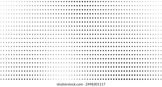 Halftone gradient. Dotted gradient, smooth dots spraying and halftones dot background seamless horizontal geometric pattern vector template set.	