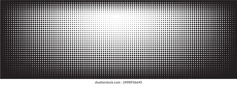 Halftone gradient. Dotted gradient, smooth dots spraying and halftones dot background seamless horizontal geometric pattern vector template set.	