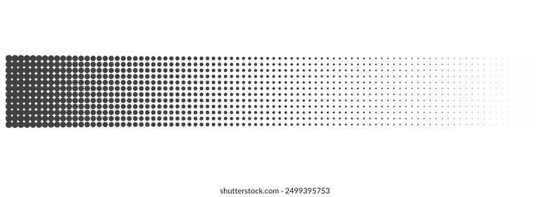 Halftone gradient. Dotted gradient, smooth dots spraying and halftones dot background seamless horizontal geometric pattern vector template set.	