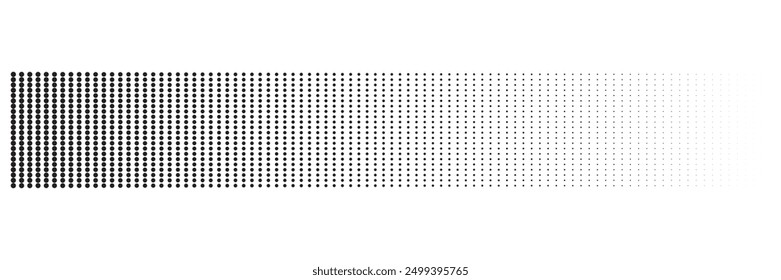 Halftone gradient. Dotted gradient, smooth dots spraying and halftones dot background seamless horizontal geometric pattern vector template set.	