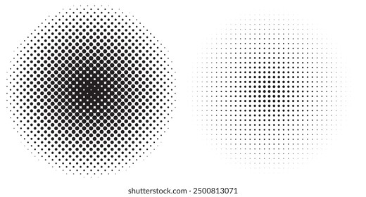 Halftone gradient. Dotted gradient, smooth dots spraying and halftones dot background seamless horizontal geometric pattern vector template set. modern