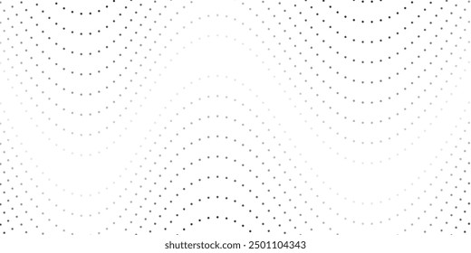 Halftone gradient. Dotted gradient, smooth dots spraying and halftones dot background seamless horizontal geometric pattern vector template set.	