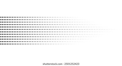 Halftone gradient. Dotted gradient, smooth dots spraying and halftones dot background seamless horizontal geometric pattern vector template set.