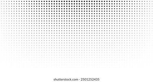 Halftone gradient. Dotted gradient, smooth dots spraying and halftones dot background seamless horizontal geometric pattern vector template set.